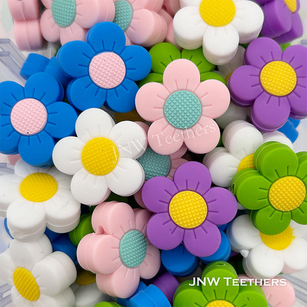 27mm Daisy Flower Silicone Focal Beads, 
