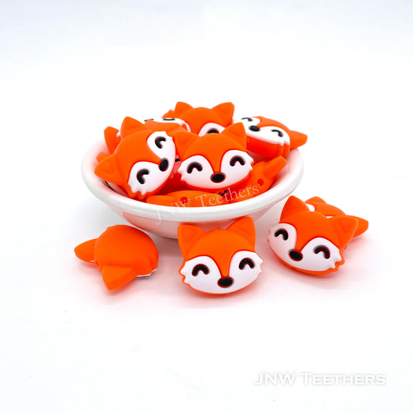 Orange Fox head silicone focal beads