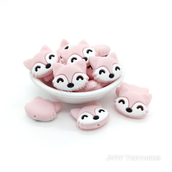 Pink Fox head silicone focal beads
