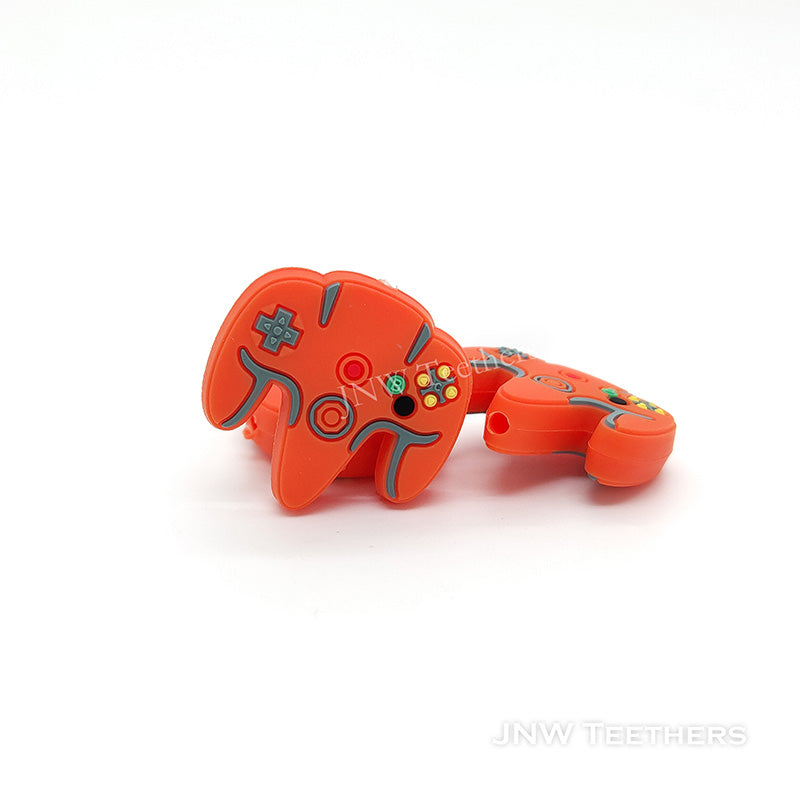 Orange Video game controller silicone focal beads