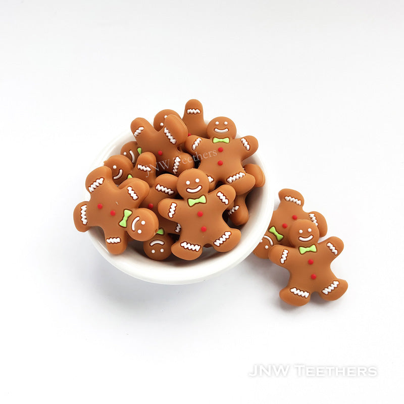 Gingerbread man silicone focal beads