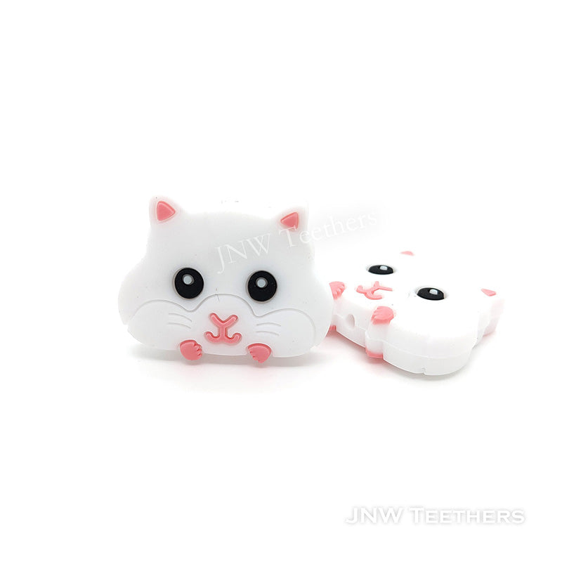 White Hamsters Silicone Focal Beads