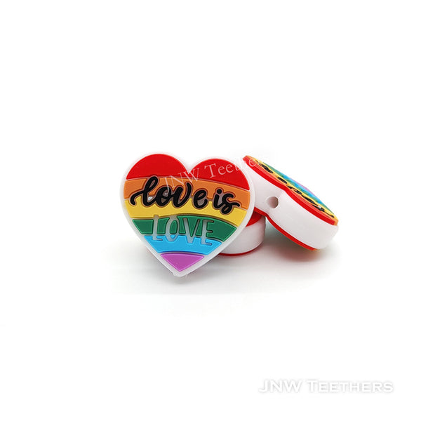 Love is Love Rainbow Heart Silicone focal Beads