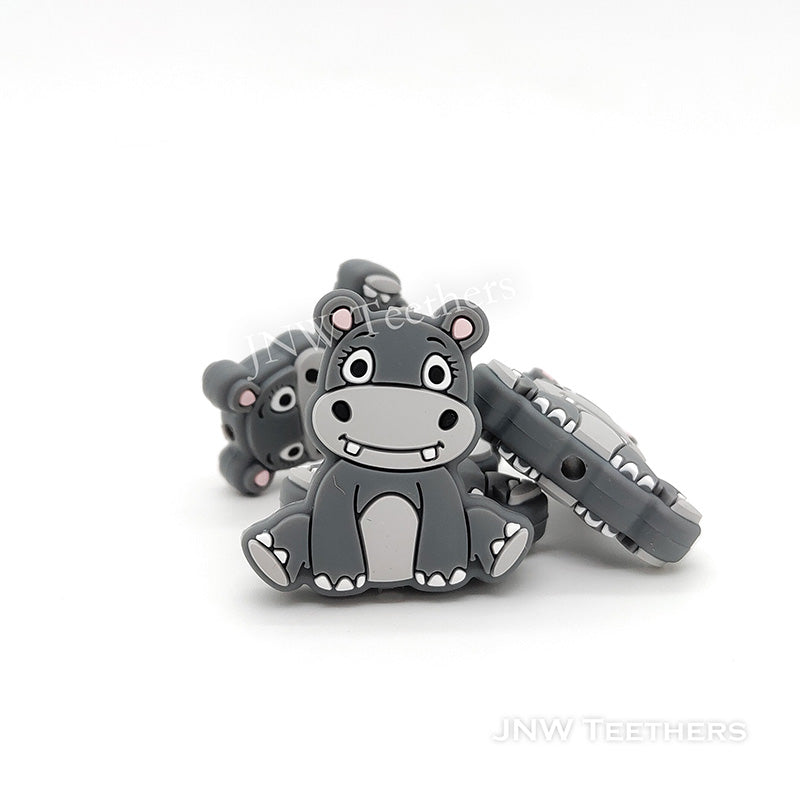 Dim gray Hippo Silicone Focal Beads, Animal Focal Silicone Beads