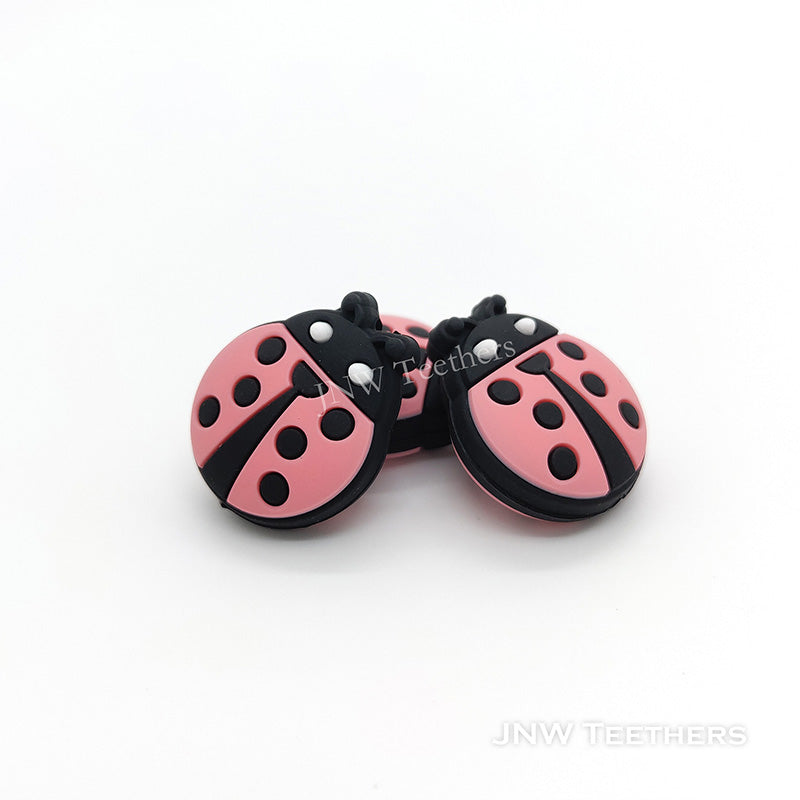 Pink Ladybug Silicone Focal Beads
