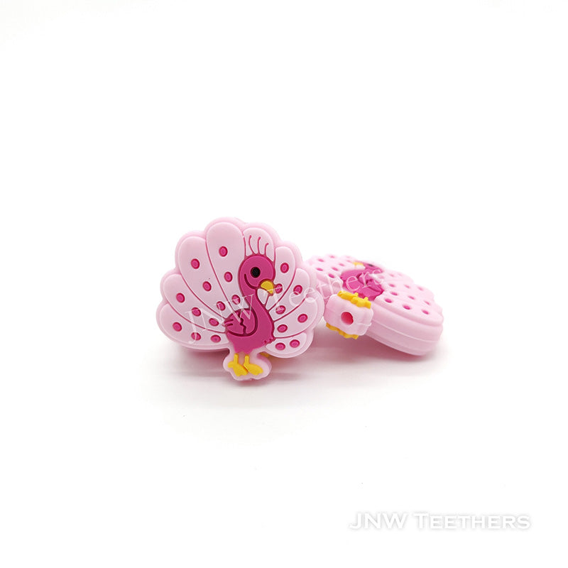 Pink  Silicone Peacock Focal Beads
