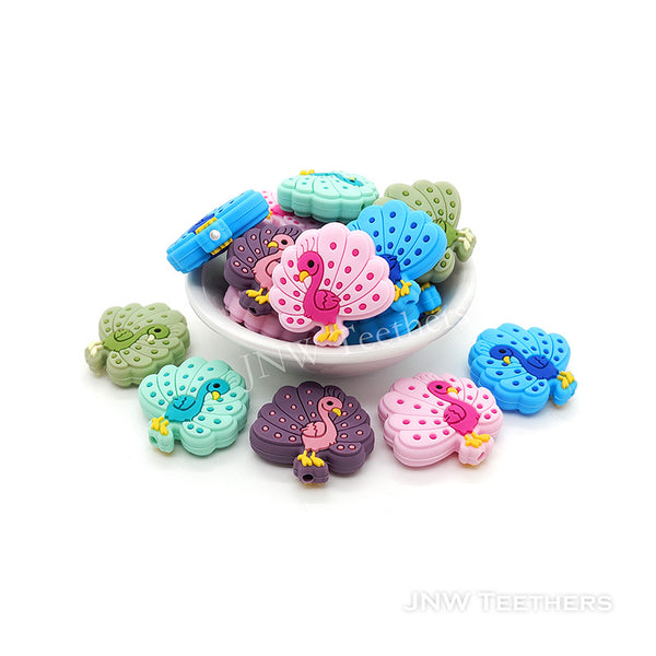 Silicone Peacock Focal Beads