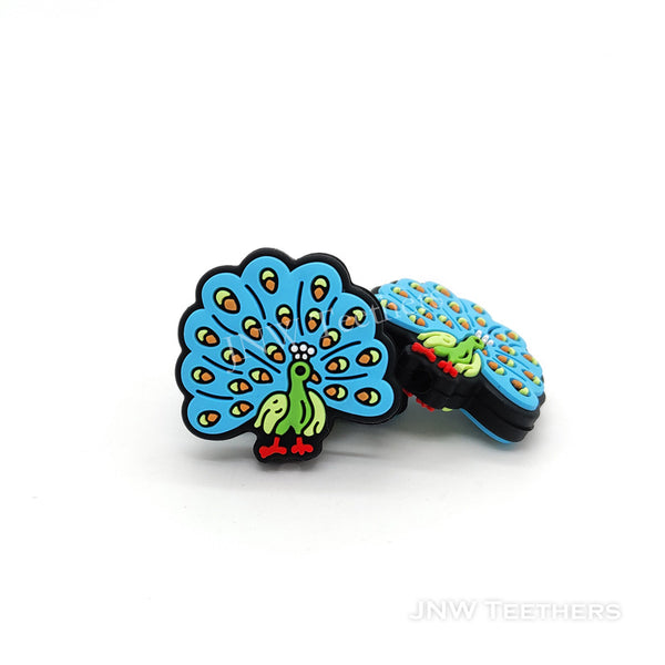 Peacock silicone focal beads blue