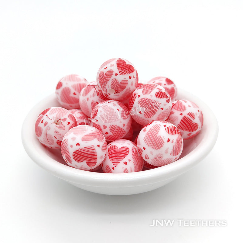 Pack 20 15mm Printed Silicone Round Beads Style 5