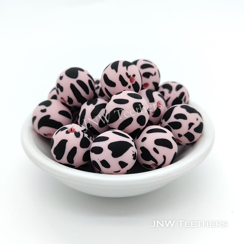 Pack 20 15mm Printed Silicone Round Beads Style 6