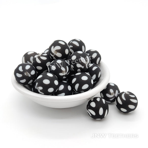 Pack 20 15mm Printed Silicone Round Beads Style 3