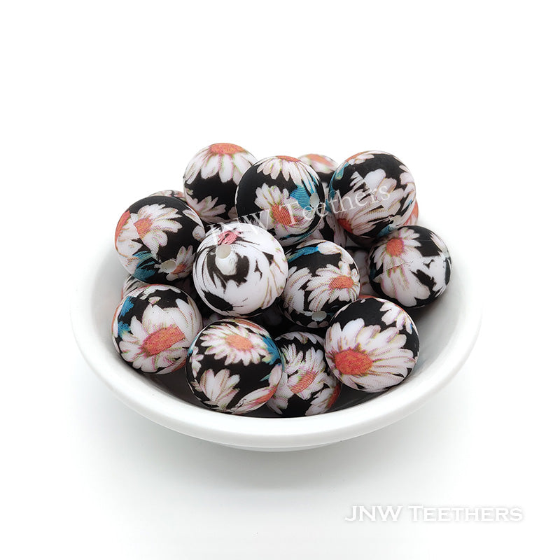 15mm Printed Silicone Round Beads Style 2