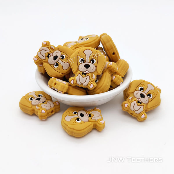 Puppy silicone focal beads mustard