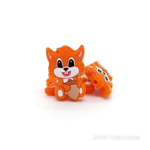 Orange Squirrel with Hazelnuts Silicone Focal Beads