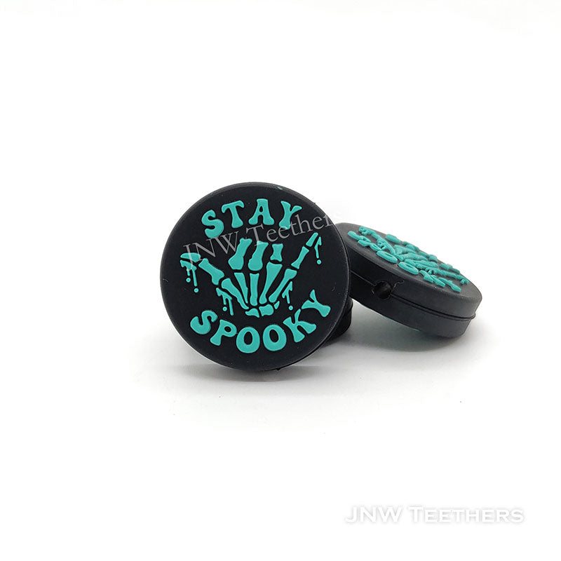 Turquoise Stay Spooky Silicone Focal Beads