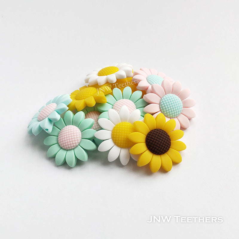 40mm Large Sunflower Silicone Beads
