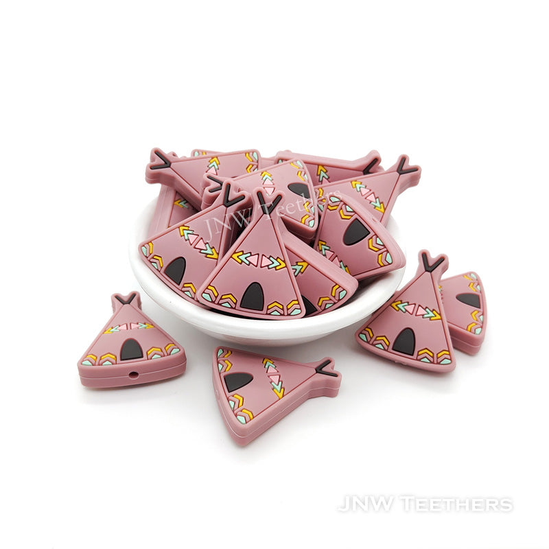 Teepee silicone focal beads dusty rose