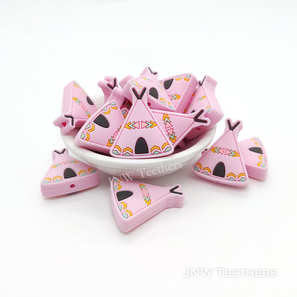 Teepee silicone focal beads pink