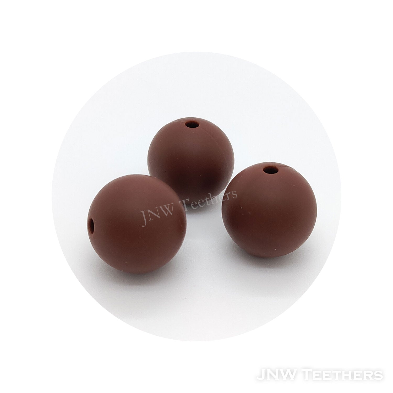 Silicone round beads Chestnut 128