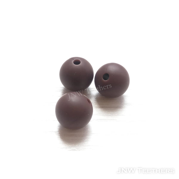 Silicone round beads brown 22
