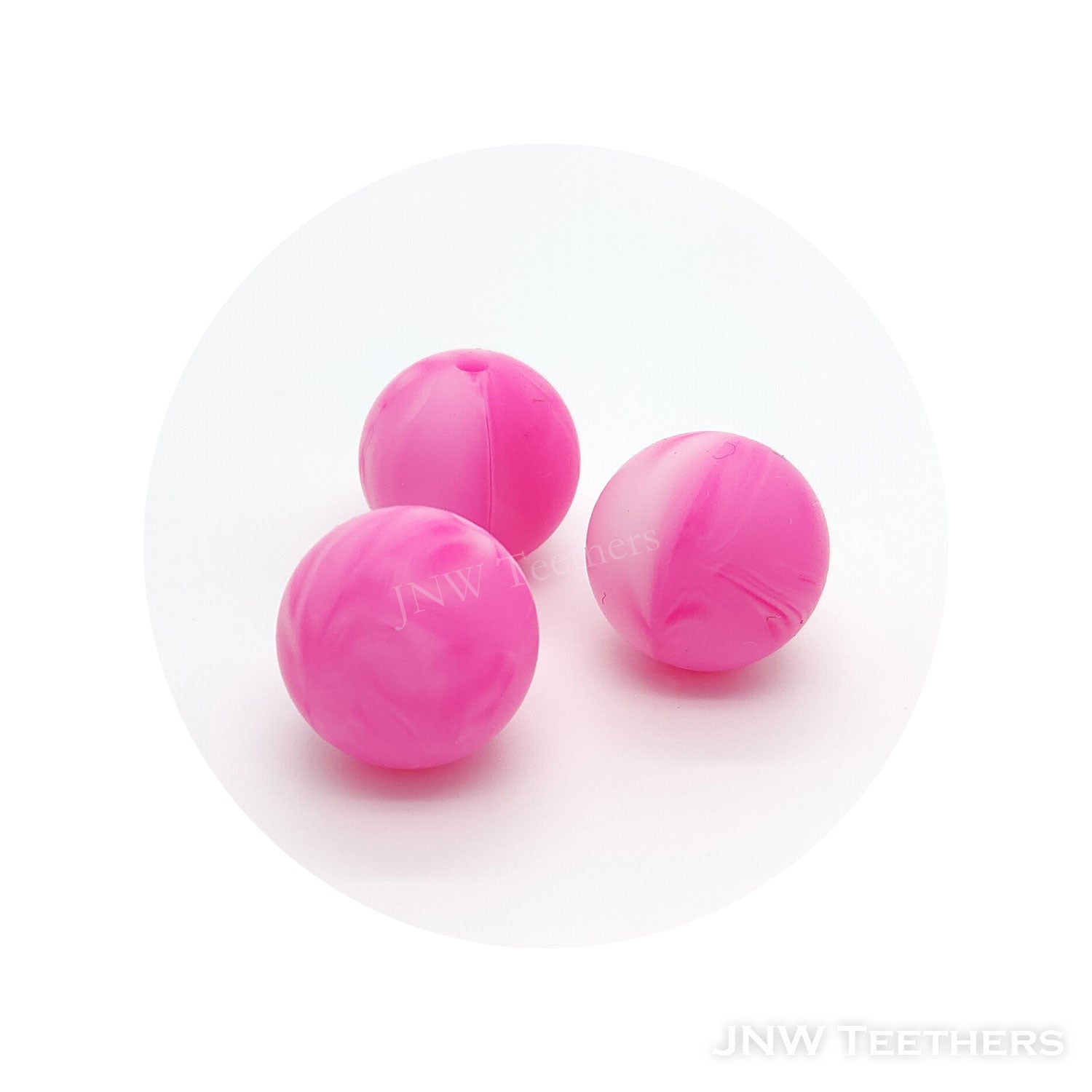 Silicone round beads marble pink 124