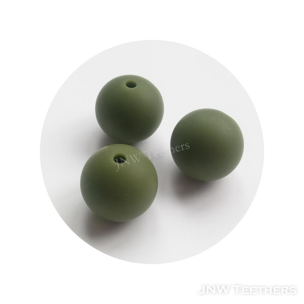 Siliconen kralen rond - olijfgroen 137