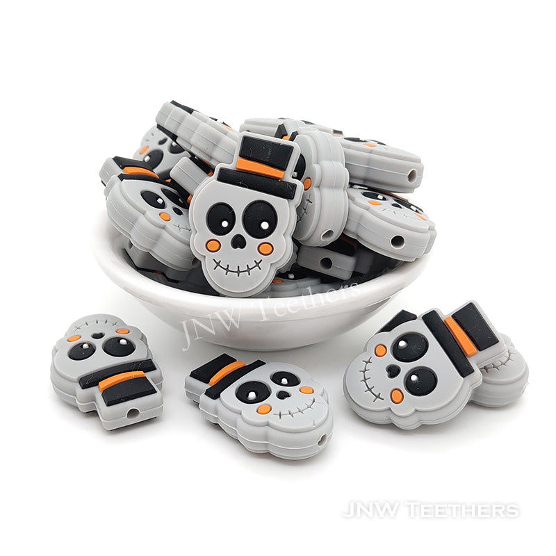 Skeleton silicone focal beads gray