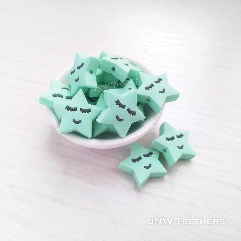 Star silicone focal beads mint