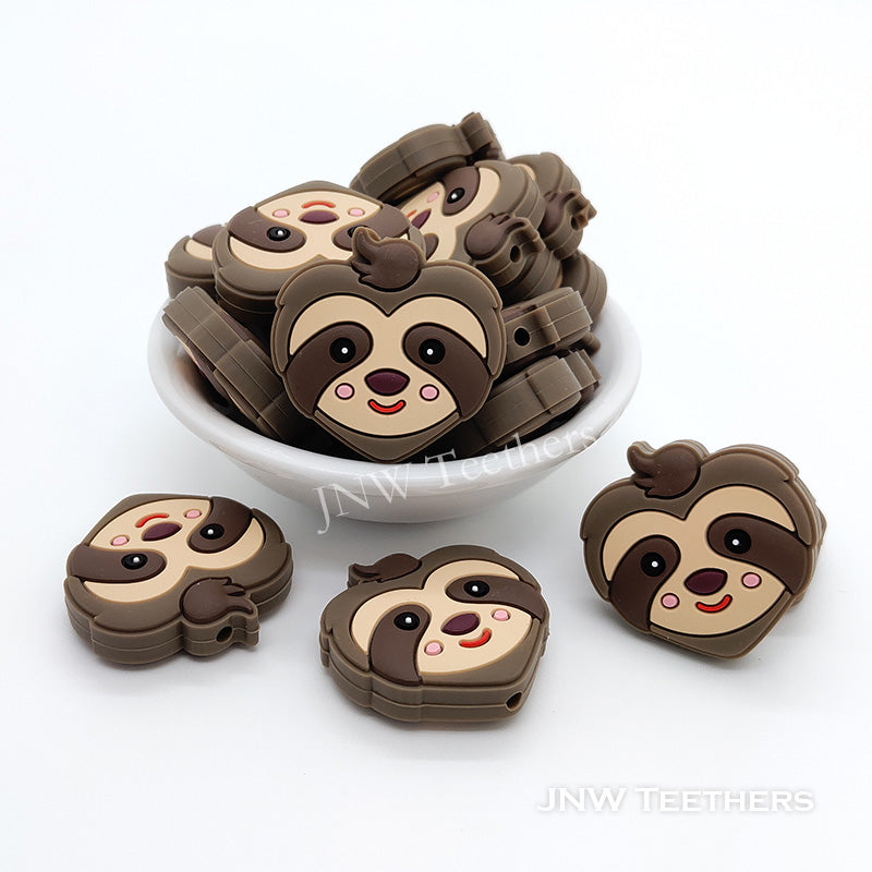 Sloth head silicone focal beads