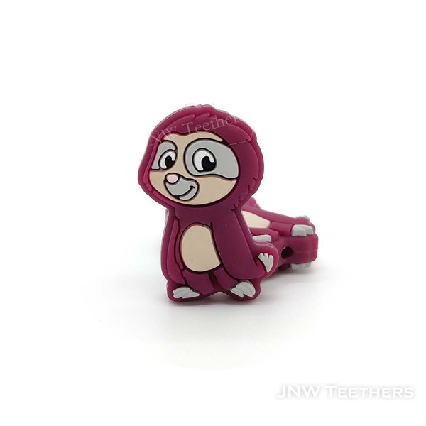 Sloth silicone focal beads Bordeaux