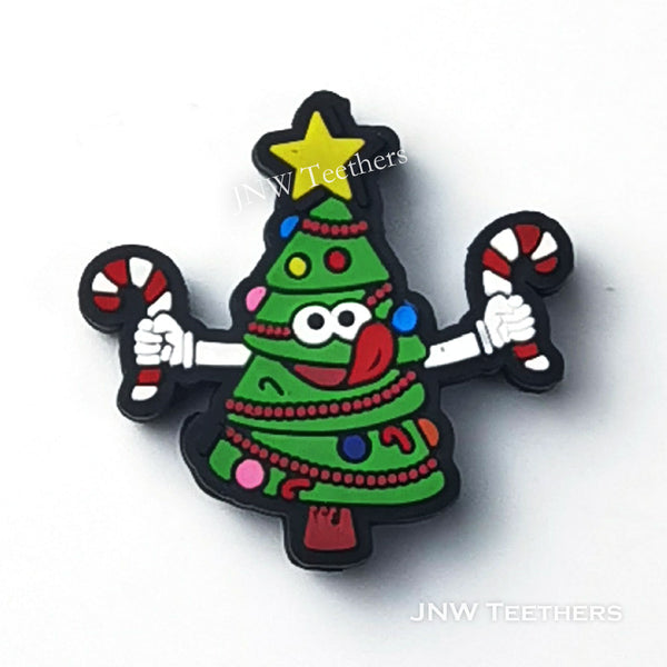 Smiley Christmas tree silicone focal beads