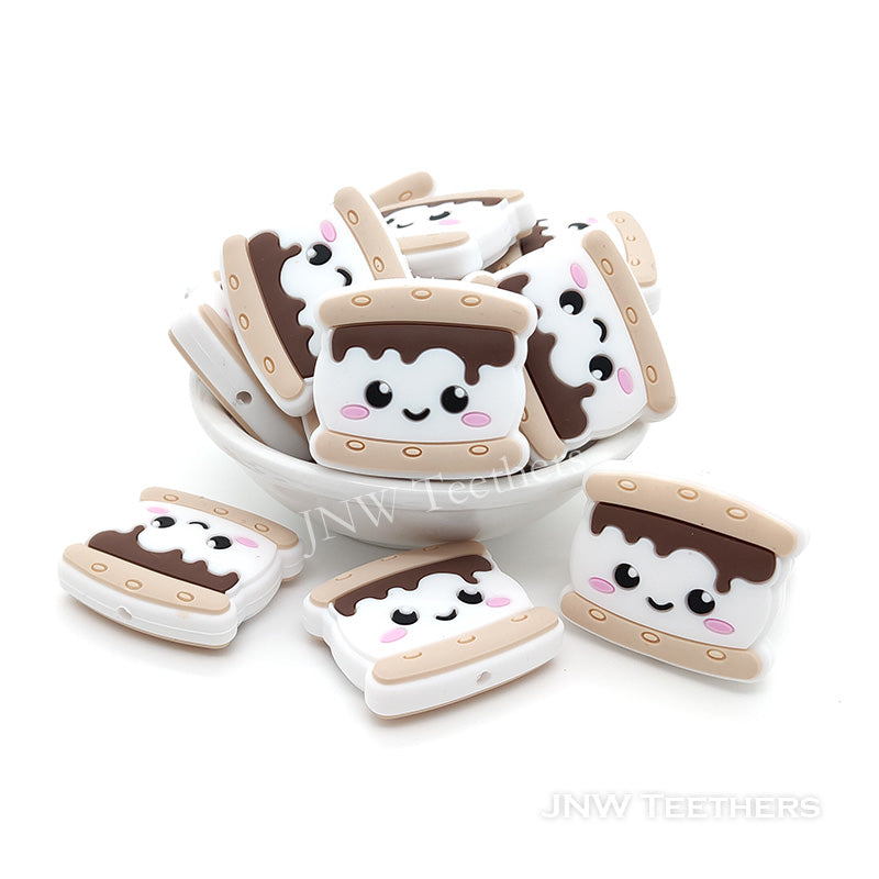 Marshmallow smore silicone focal beads