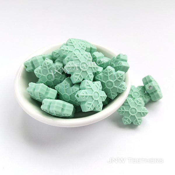 Snowflake silicone beads mint
