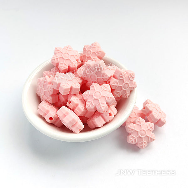 Snowflake silicone beads Pink