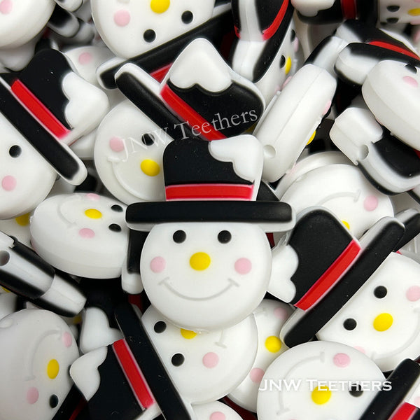 Snowman in black hat silicone focal beads