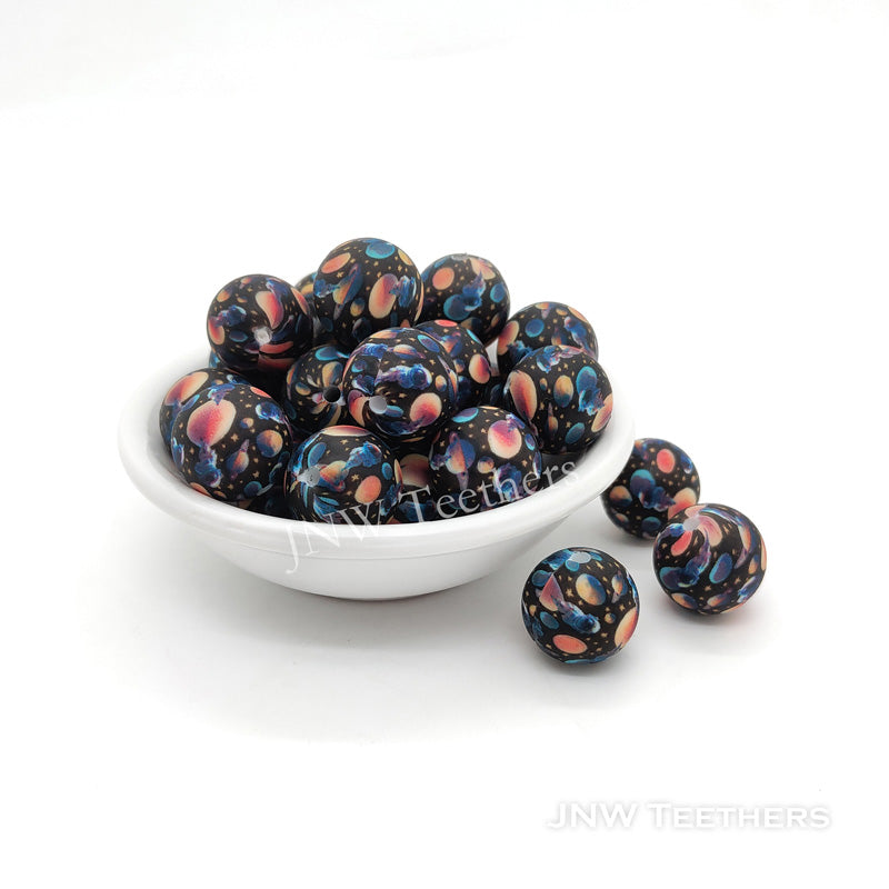 JNWTeethers silicone space color printed beads