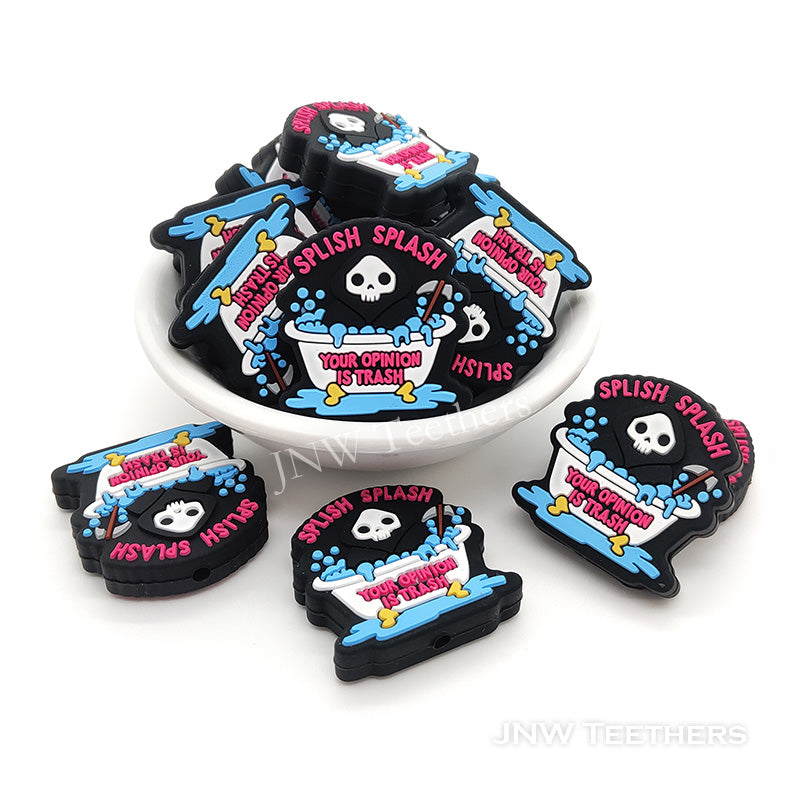 Splish splish your opinon is trash skull silicone focal beads