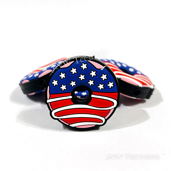 Star Flag Donut silicone focal beads
