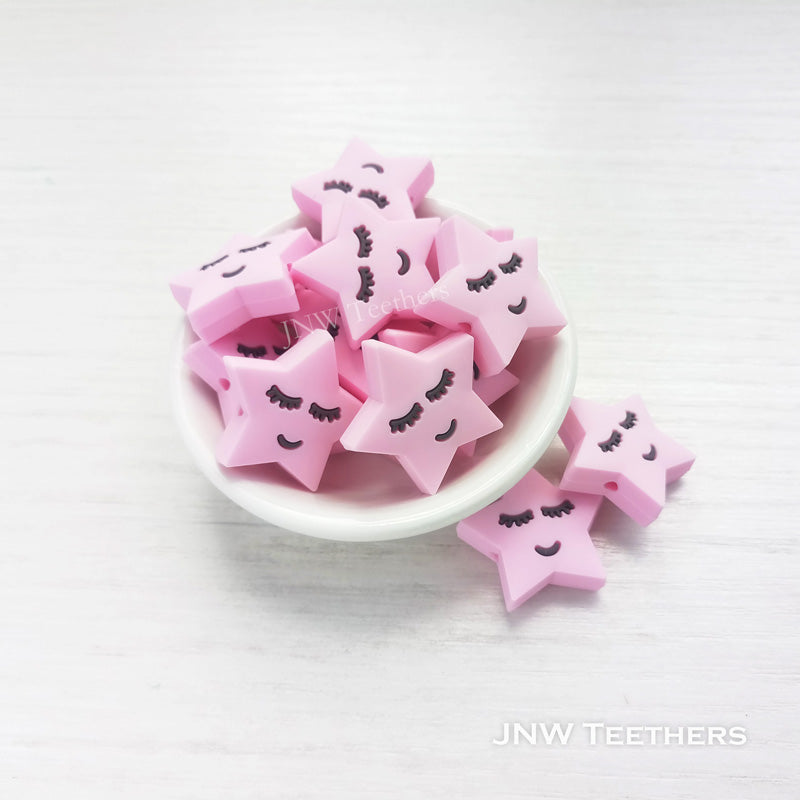 Star silicone focal beads light pink