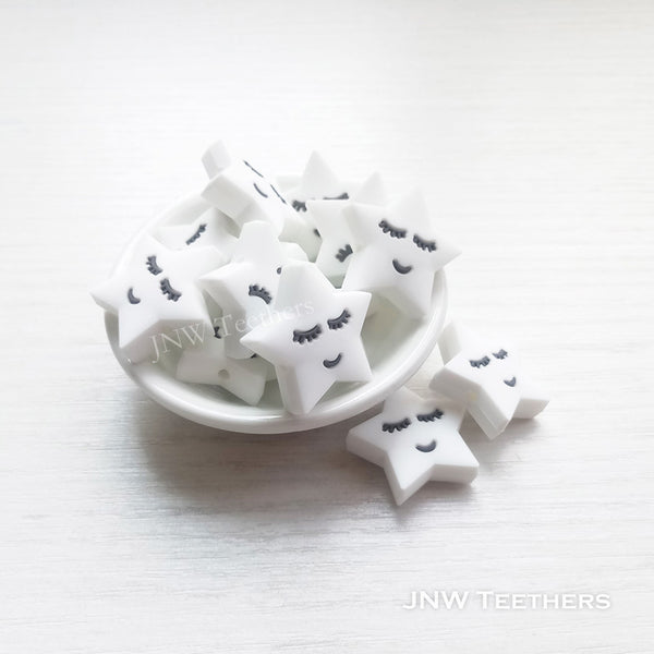 star silicone focal beads white