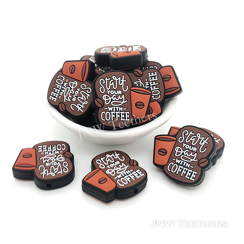 Start your day with coffee silicone focal beads