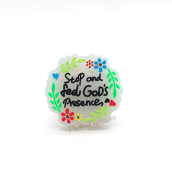 Stop and Feel God's Presence silicone focal beads