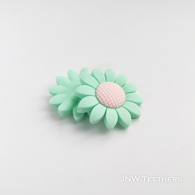 40mm Large Sunflower Silicone Beads mint