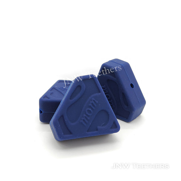 Navy blue super mom silicone focal beads