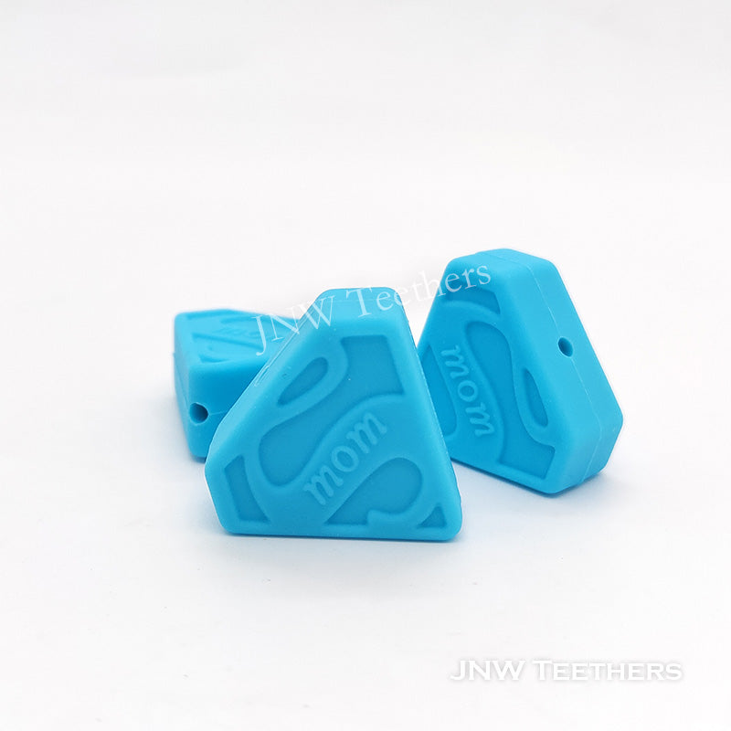 Blue super mom silicone focal beads