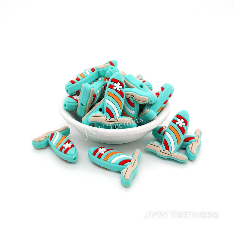 Surfboard silicone focal beads turquoise