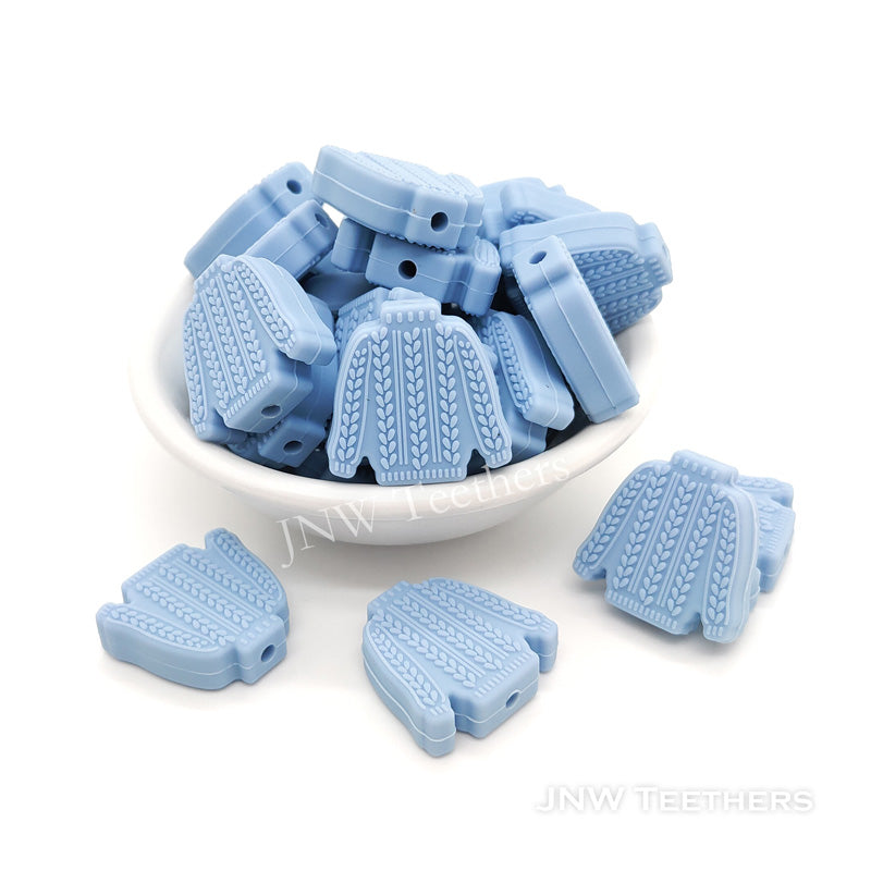 Blue sweater silicone focal beads