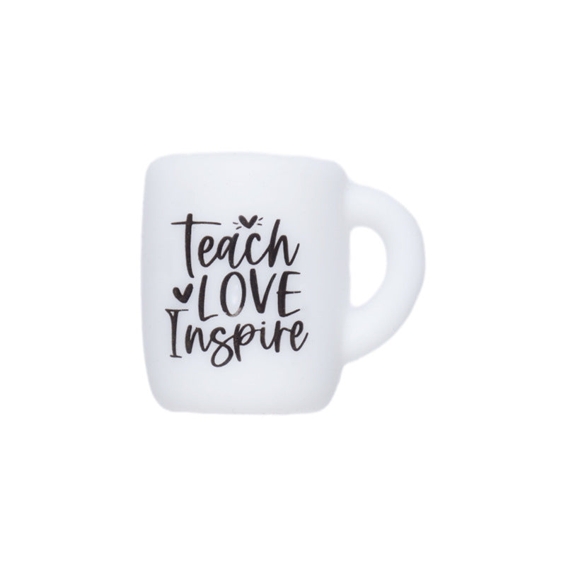 Teach love inspire printed coffee mug silicone beads wholesale