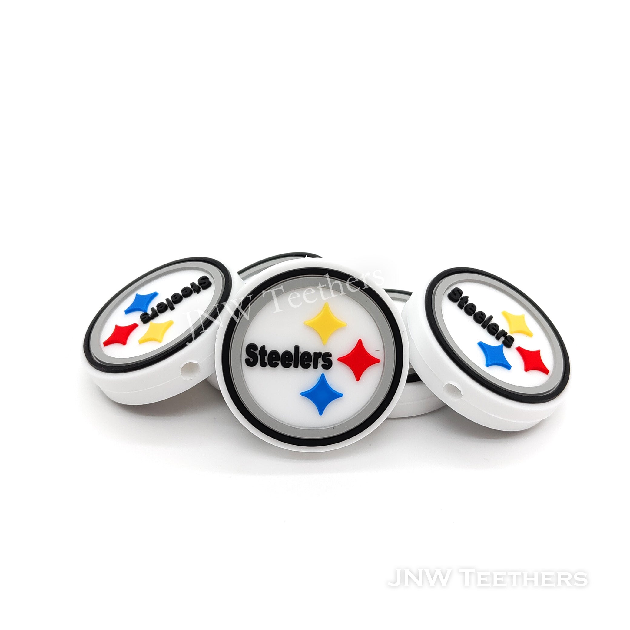 Steelers Football Teams White Round silicone focal beads