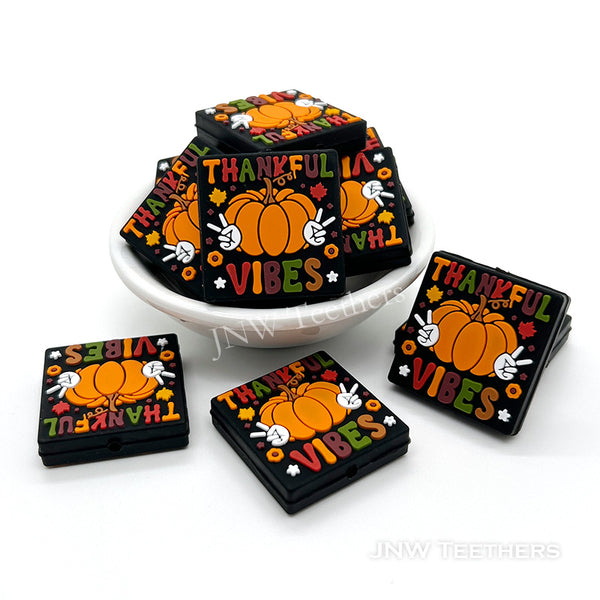 Thankful vibes pumpkin silicone focal beads